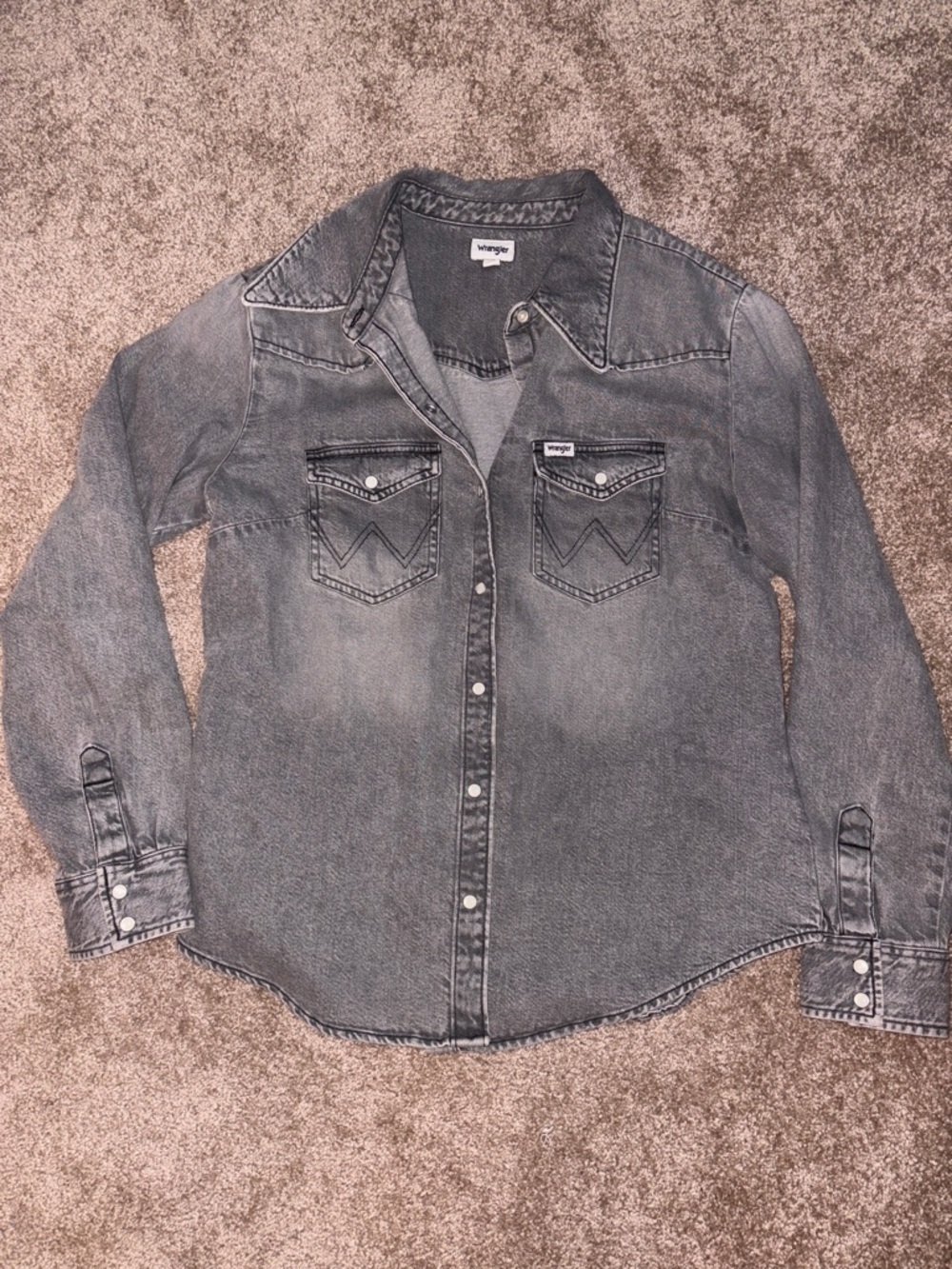 Wrangler Faded Grey Denim Western Shirt shacket